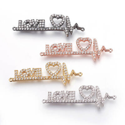 Brass Micro Pave Cubic Zirconia Links