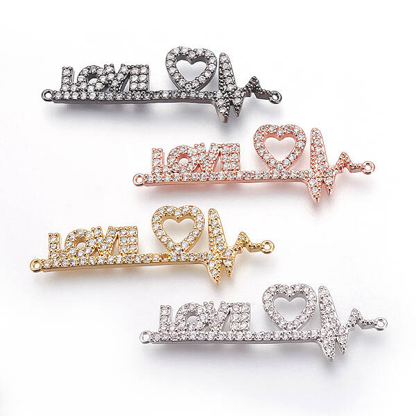 Brass Micro Pave Cubic Zirconia Links