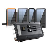 Solar Power Bank 30000mAh Large Capacity Charging Bank Portable Foldable Storage Multi-interface Compatible with Type-C Port ...