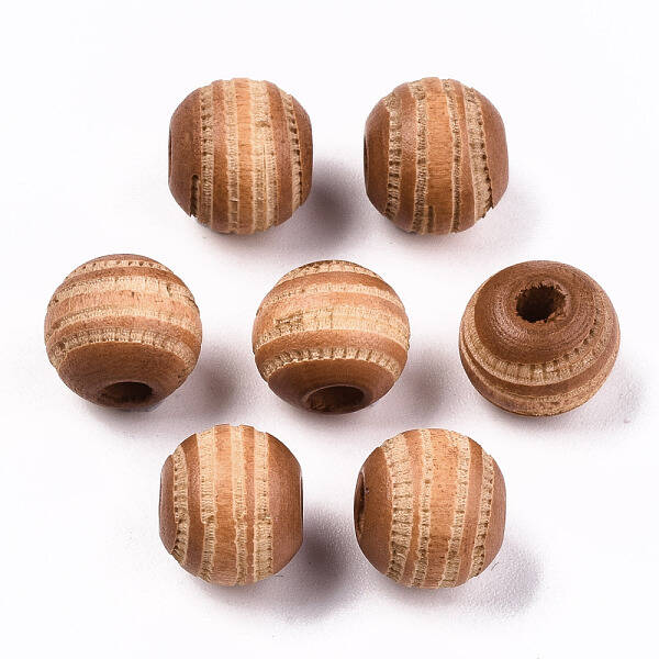 Painted Natural Wood Beads