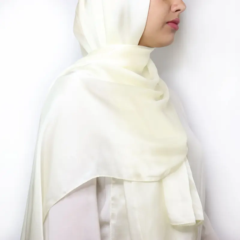 Silk Satin Hijab - Cream