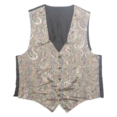 Mens Waistcoat Brown Viscose Crazy Pattern L