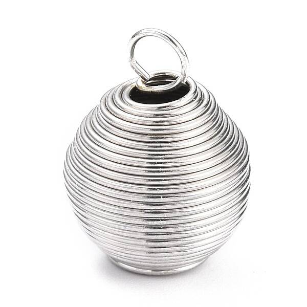 Non-Tarnish 304 Stainless Steel Spiral Bead Cage Pendants