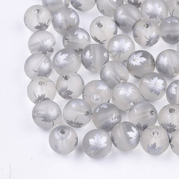 Autumn Theme Electroplate Transparent Glass Beads