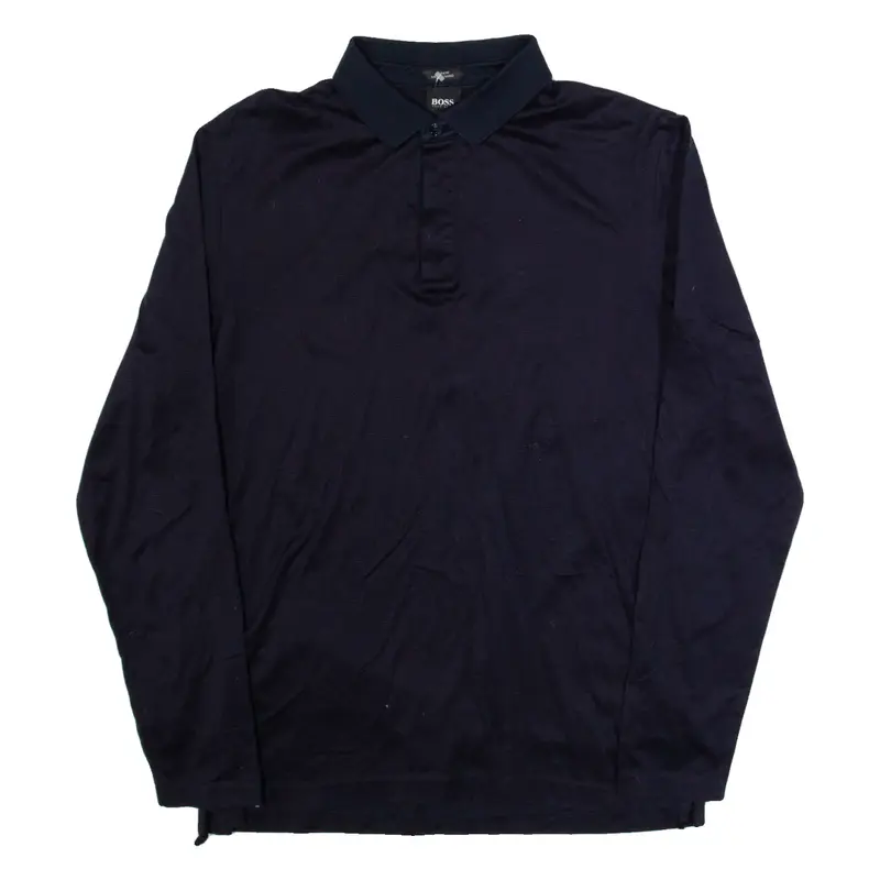 HUGO BOSS Slim Fit Mens Polo Shirt Blue Long Sleeve M