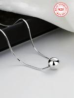 S925 Sterling Silver Simple Ball Decor Necklace for Women & Girls, Fashion Jewelry for Party, Daily Clothing Decor, Trendy Al...