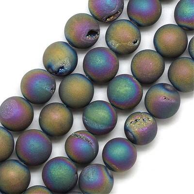 Electroplated Natural Druzy Geode Agate Beads Strands