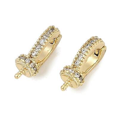 Brass Micro Pave Clear Cubic Zirconia Fold Over Clasps