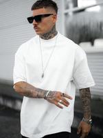 Men's Loose Solid Drop Shoulder Tee, Casual Short Sleeve Round Neck T-shirt for Summer, Men's T Shirts, Streetwear Men's Top ...