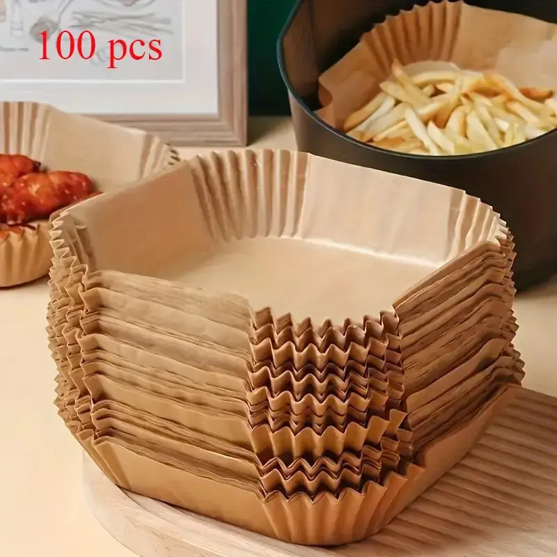 Disposable Air Fryer Liner, 100pcs Non-stick Paper Liners, Disposable Baking Paper, Kitchen Accessories, Kitchen Gadgets