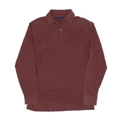 TOMMY HILFIGER Polo Shirt Brown Long Sleeve Mens M
