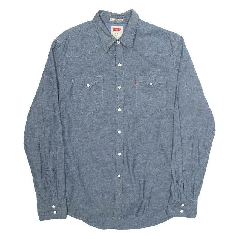 LEVI'S Slim Fit Mens Plain Shirt Blue Long Sleeve L