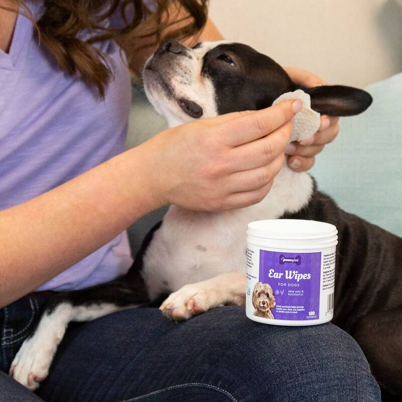 PawsGive Ear Cleaning Wipes for Dogs | Gentle Ear Cleaner for Dogs