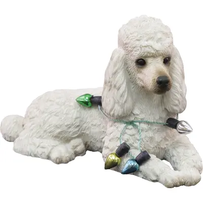 Sandicast Sitting White Poodle Christmas Ornament