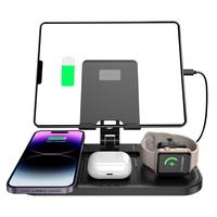 4-in-1 Wireless Charging Station for iPhone 15/14/13/12/11, iPad, Apple Watch (Series 8-2), AirPods – Foldable & Travel-Fri...