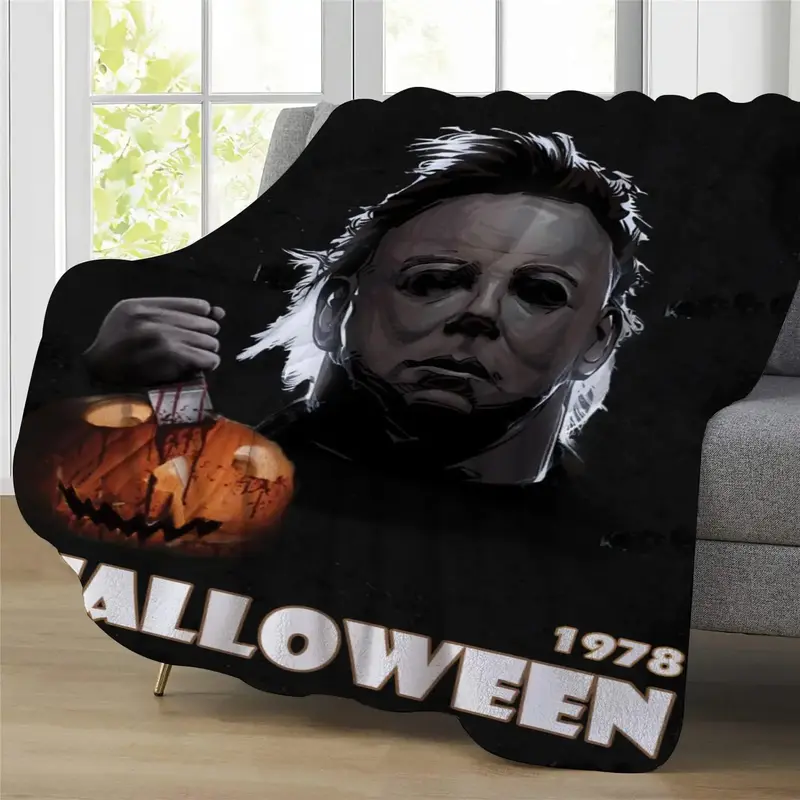 FJTP Horror Movie Blanket Halloween Blanket Super Soft Flannel Throw Blanket Lightweight Fluffy Plush Fuzzy Bed Blanket for B...