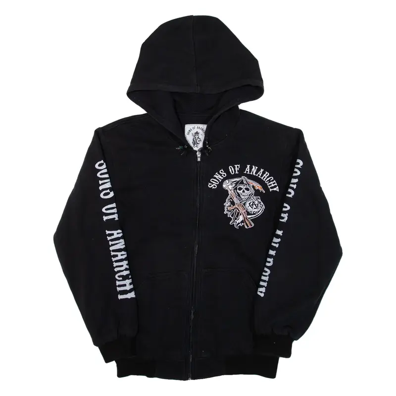 SONS OF ANARCHY Mens Black Hoodie Full Zip M