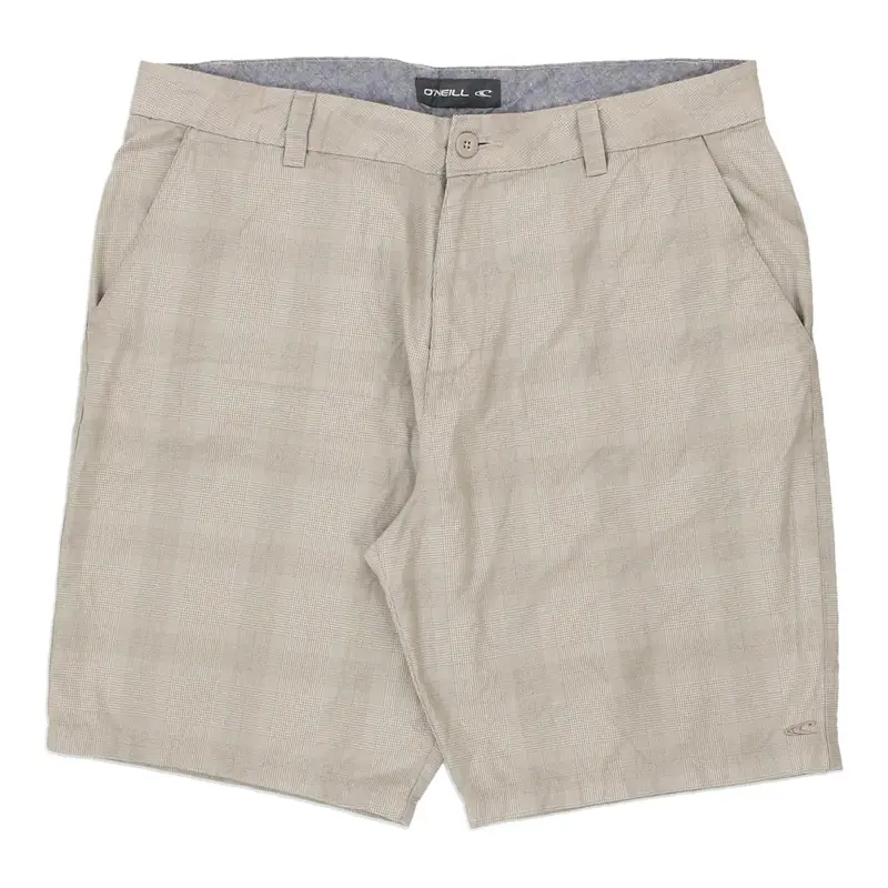 O'Neill Checked Shorts - 38W 9L Beige Cotton