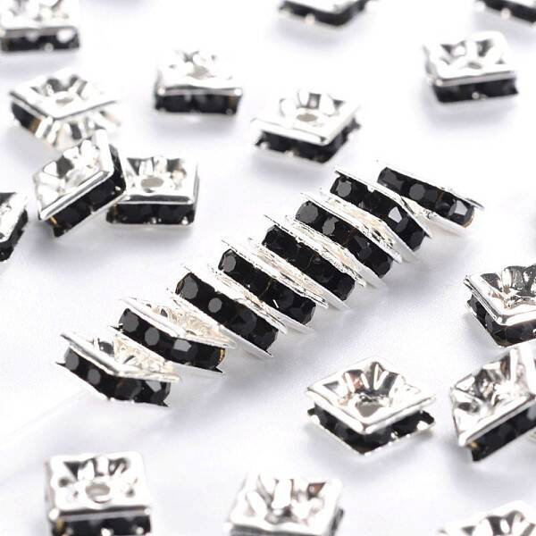 Brass Rhinestone Spacer Beads