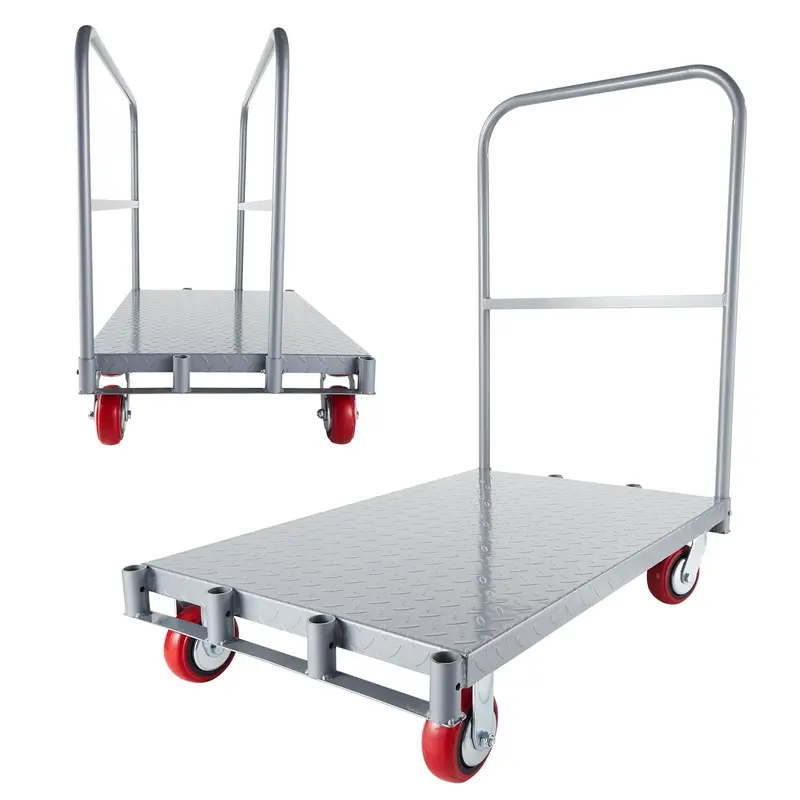Garvee Drywall Cart Steel Panel Truck, 2 in 1 Heavy Duty Flatbed Carts with Wheels, Platform Flat Bed Cart with 2200 Lbs Capa...