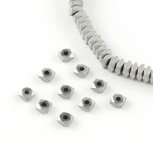 Square Electroplated Non-magnetic Synthetic Hematite Bead Spacers
