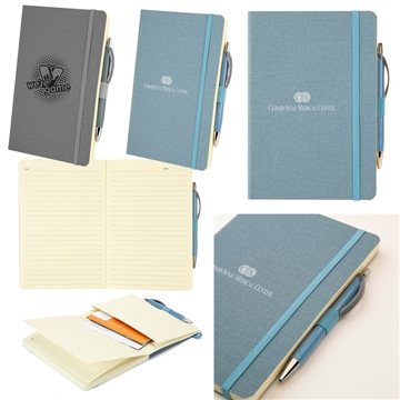 75 Customized Crosshatch PU Notebook With Pen - 80 Sheets & ...