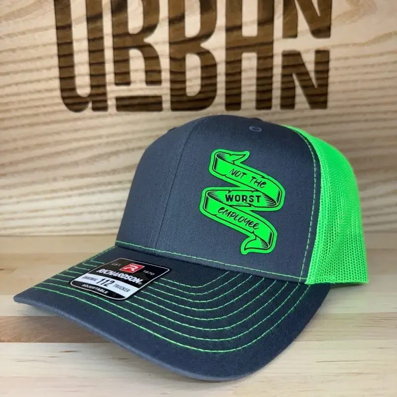 Not the Worst Employee Custom Leatherette Patch Trucker Style and Evolve Ponytail Hats trucker hat unique gift unisex hat