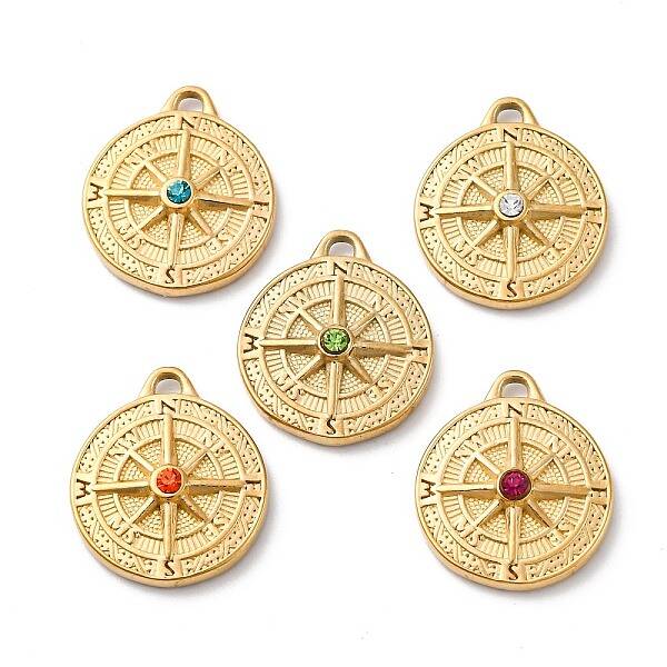 304 Stainless Steel Rhinestone Pendants