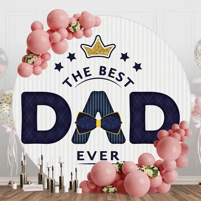 Bow Tie The Best Dad Ever Round Fathers Day Backdrop - Aperturee