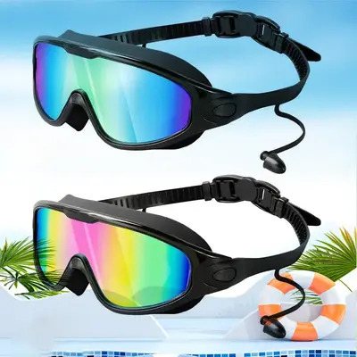 Swim Goggles for Adult Men Women, Anti-fog UV Protection No Leak 180° Wide View Clear Vision Pool Goggles