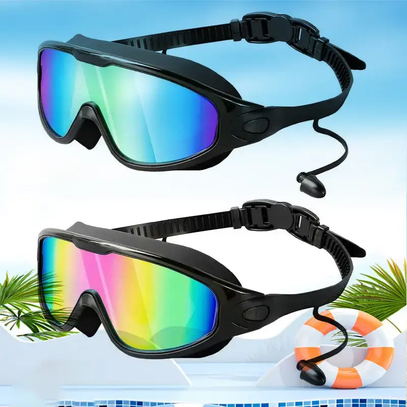 Swim Goggles for Adult Men Women, Anti-fog UV Protection No Leak 180° Wide View Clear Vision Pool Goggles