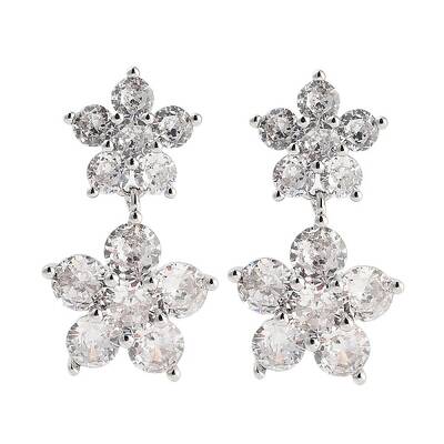 Rack Plating Flower Brass Stud Earrings