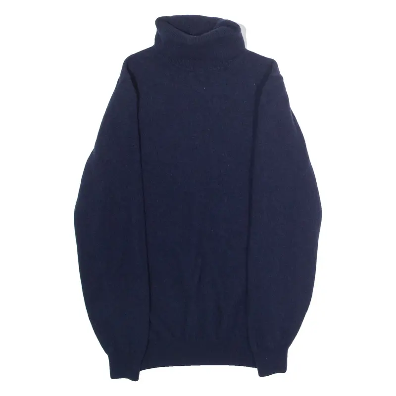MASSIMO DUTTI Womens Jumper Blue Roll Neck Tight Knit Wool S