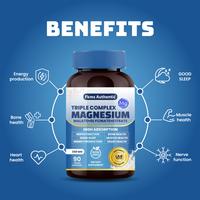 300mg Magnesium 3 in 1 Triple Combination - Magnesium Glycinate- Magnesium Malate and Magnesium Citrate for Good Sleep, Energ...