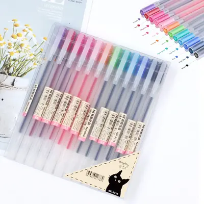 12-Color Gel Pens Set with 0.5mm Fine Tip and Silicone Grip for Art, Journaling, and Writing