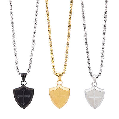 3Pcs 3 Colors Stainless Steel Pendant Necklaces Set