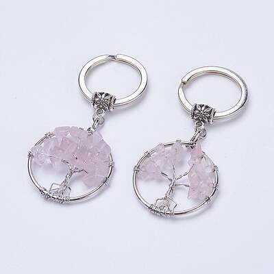 Natural Rose Quartz Keychain