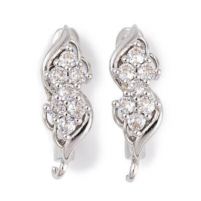 Rack Plating Brass Cubic Zirconia Hoop Earring Findings