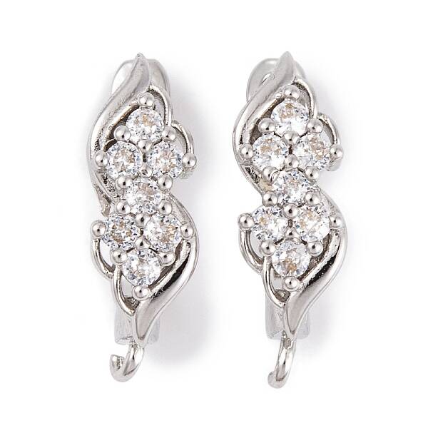 Rack Plating Brass Cubic Zirconia Hoop Earring Findings