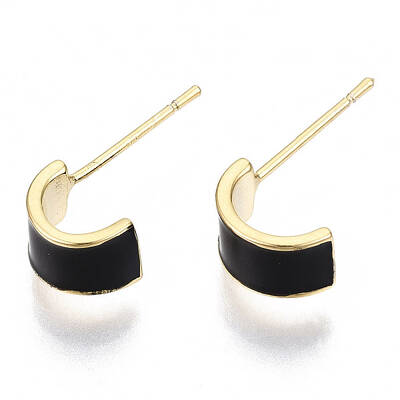 Brass Enamel Half Hoop Earrings