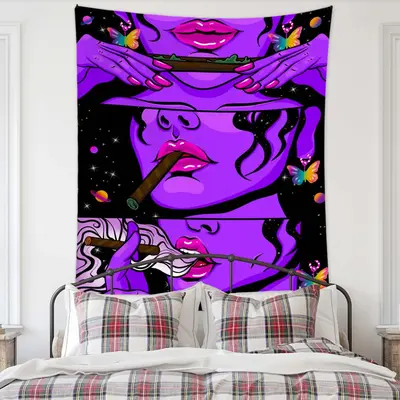 Girl Pattern Tapestry, Modern Wall Decor Hanging Tapestry, Polyester Aesthetic Poster for Bedroom Dorm Room Decor, Bedroom Ac...