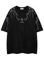 Men's Thorn Embroidery Short Sleeve Tee, Loose Casual Fashion Soft Comfy Round Neck T-shirt for Summer, Men's Top for Daily W...