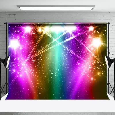 Colorful Spotlight Disco Musical Cake Smash Backdrop - Aperturee