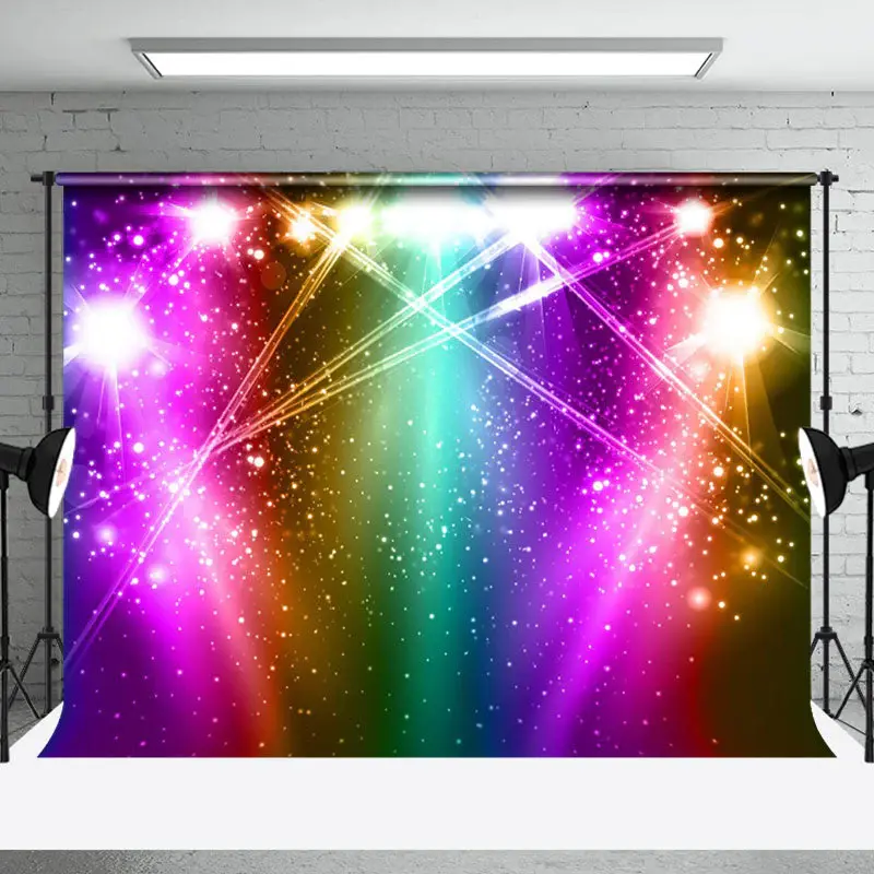 Colorful Spotlight Disco Musical Cake Smash Backdrop - Aperturee