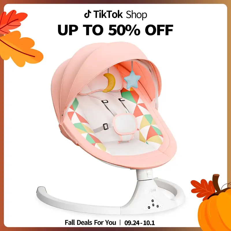 Electric Baby Swing with 5 Sway Speeds, Remote Control, Bluetooth & Music Features for Indoor/Outdoor Use ,baby Bouncers, Roc...