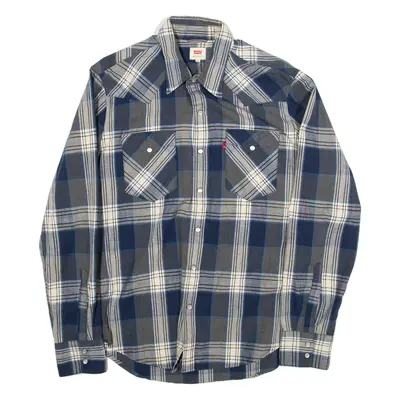 LEVI'S Mens Shirt Blue Check Long Sleeve M