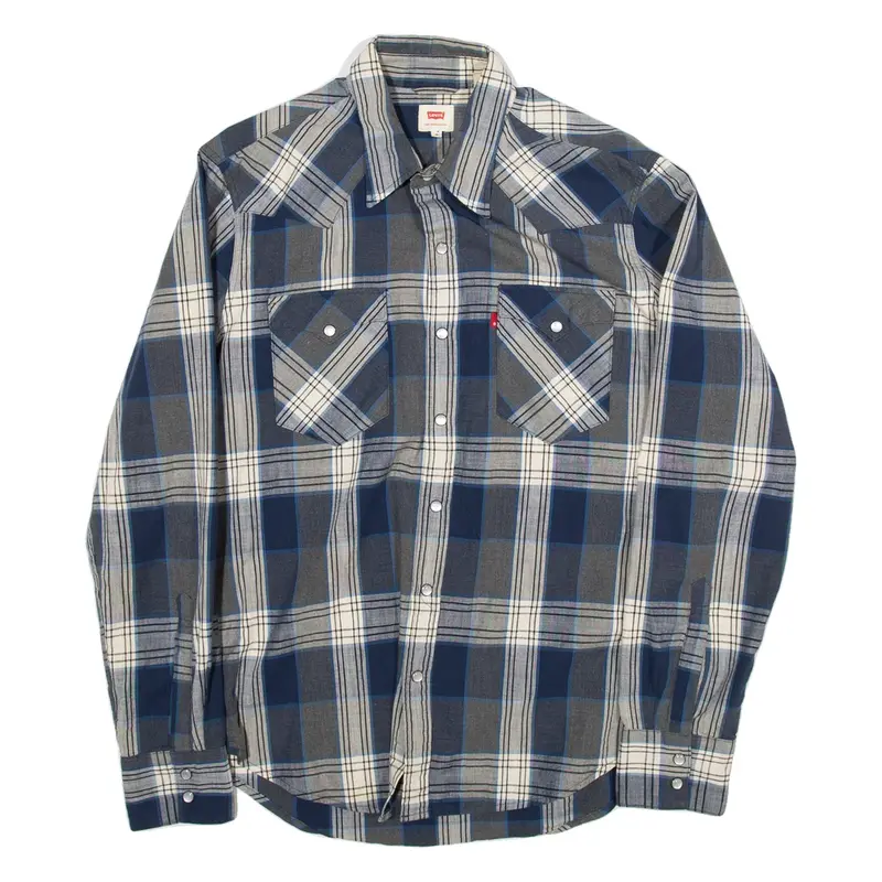 LEVI'S Mens Shirt Blue Check Long Sleeve M