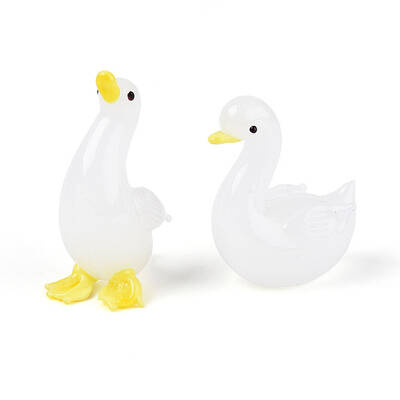 2Pcs Handmade Lampwork Duck Display Decorations
