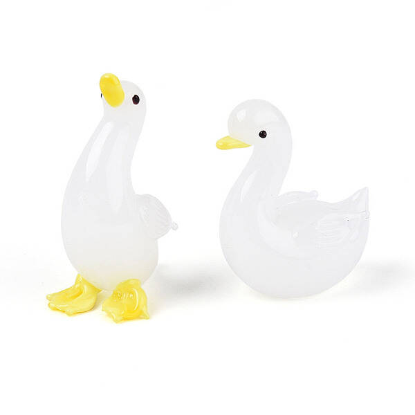2Pcs Handmade Lampwork Duck Display Decorations