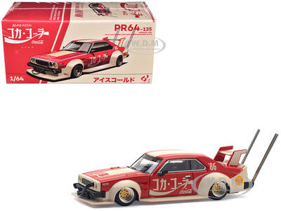 Skyline GT-R V8 Drift Hakosuka RHD (Right Hand Drive) Coca-Cola (Japan) Red and Cream 1/64 Diecast Model Car by Pop Race